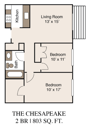 a floor plan of a 2 bedroom Apartment at Bay Forest